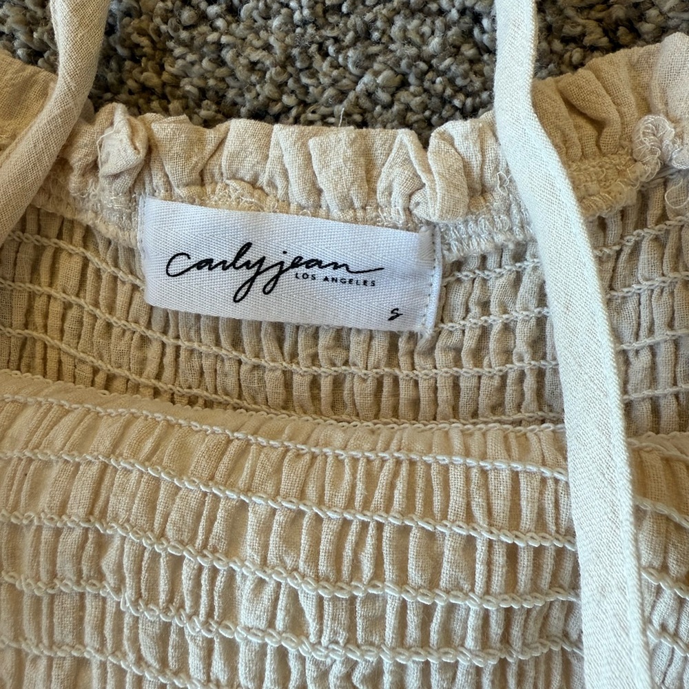 Carly Jean Los Angeles Linen Cream Ruffle Tiered Sundress - Picture 3 of 3